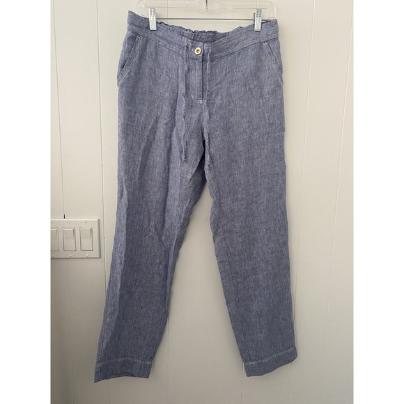 Tommy Bahama Other - Tommy Bahama 100% Linen Two-Palm Drawstring Pants Blue Size Women's Sm Coastal